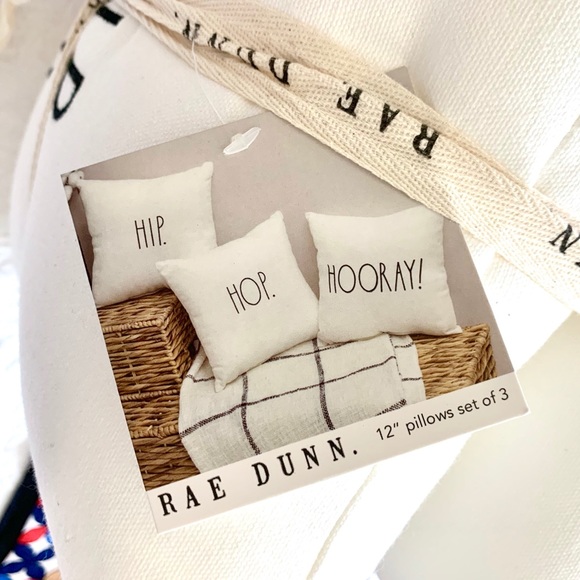 NWT RAE DUNN 12” Pillow Set 3 Hip Hop Hooray DECOR - Picture 3 of 12